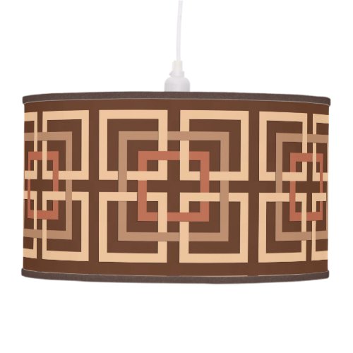 Modern Geometric Squares Chocolate Brown and Tan Ceiling Lamp