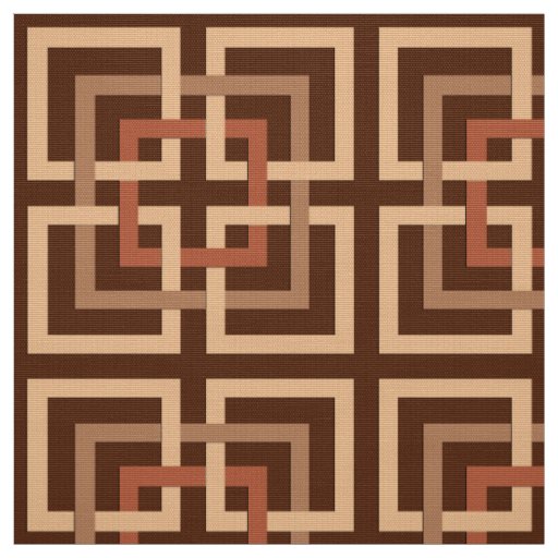 Modern Geometric Squares, Chocolate Brown and Tan Fabric