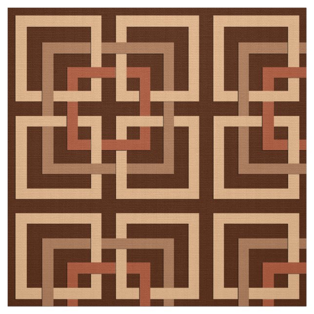 Modern Geometric Squares, Chocolate Brown and Tan Fabric (Swatch)