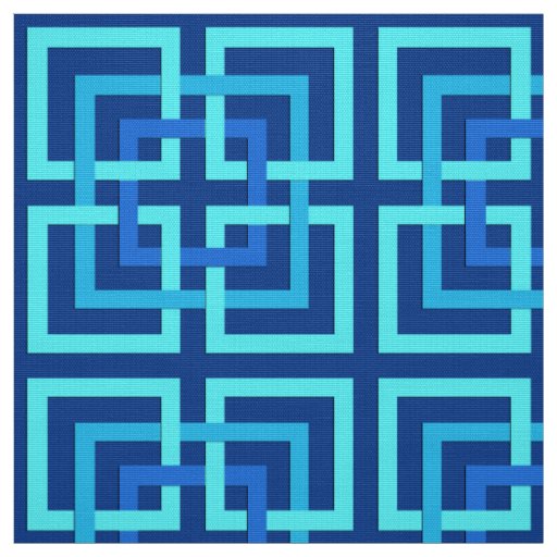 Modern Geometric Squares, Cobalt and Sky Blue Fabric