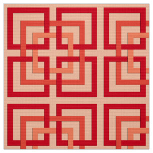 Modern Geometric Squares, Coral Orange & Mandarin Fabric