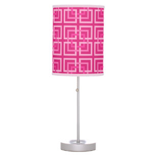 Modern Geometric Squares, Fuchsia and Light Pink Table Lamp