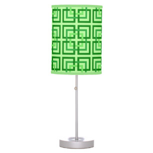 Modern Geometric Squares, Mint Green and Emerald Table Lamp