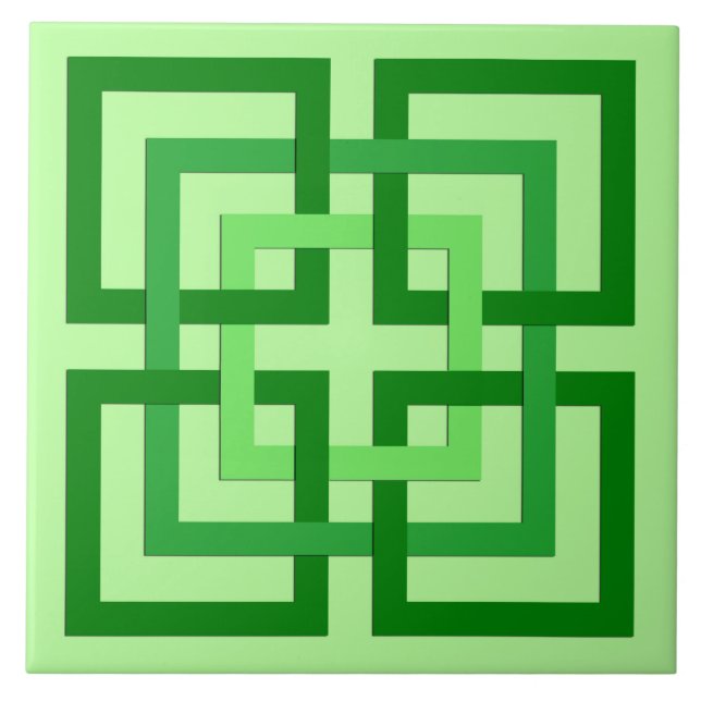 Modern Geometric Squares, Mint Green and Emerald Tile (Front)