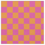 Modern Geometric Squares Pink Orange Checkered Fabric