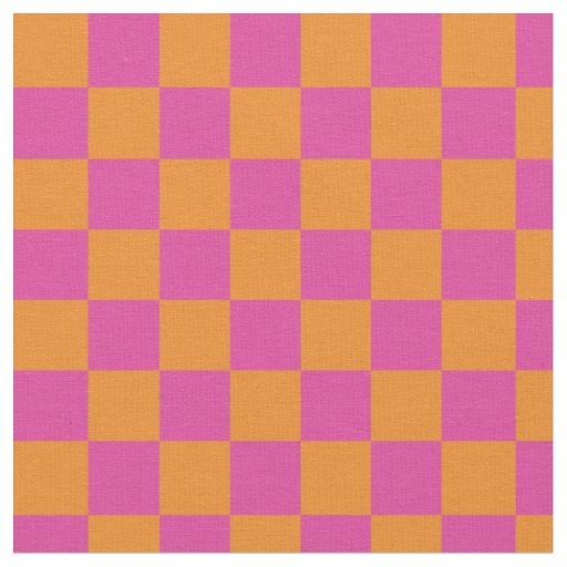 Modern Geometric Squares Pink Orange Checkered Fabric