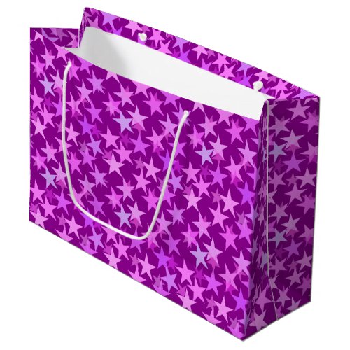 Modern Geometric Stars Amethyst Purple and Orchid Large Gift Bag