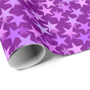 Modern Geometric Stars, Amethyst Purple and Orchid Wrapping Paper