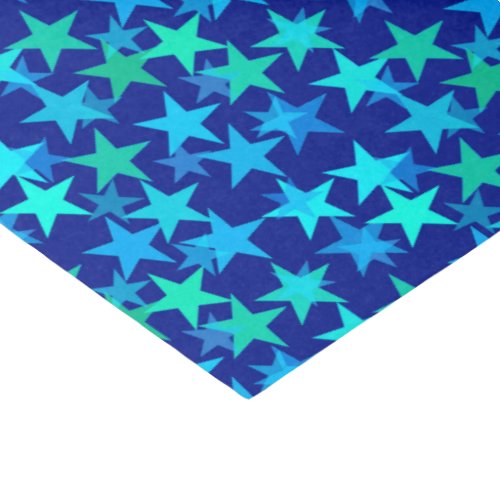 Modern Geometric Stars Cobalt Blue and Turquoise Tissue Paper