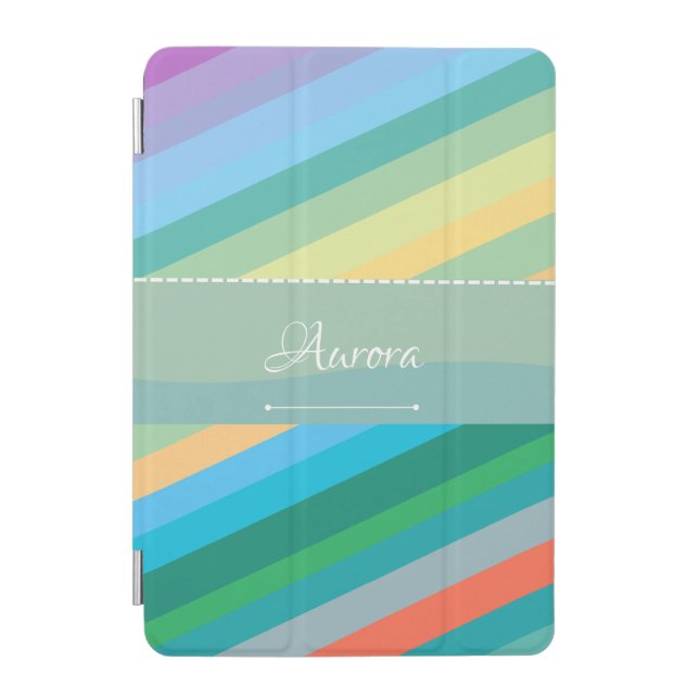 Modern Geometric Stripes in Cool Colors iPad Mini Cover (Front)