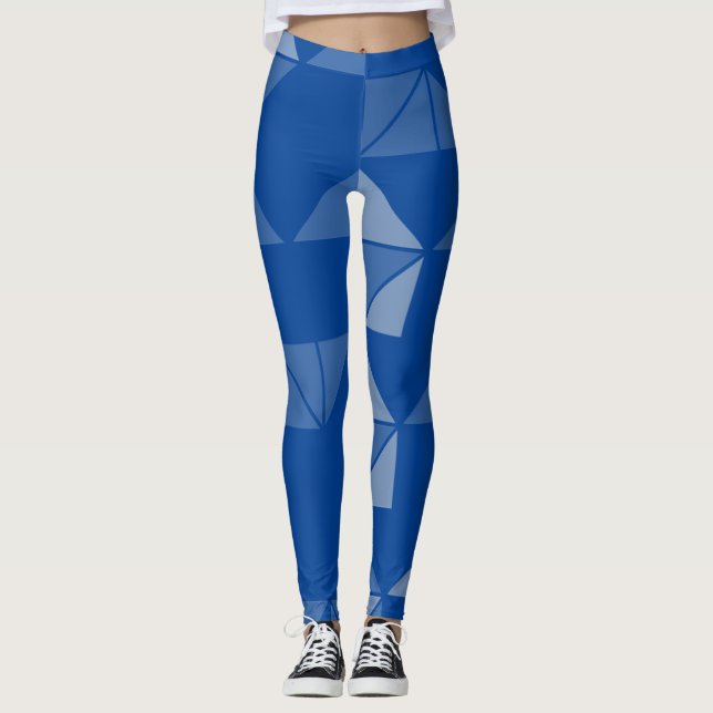 Modern Geometric Style on Navy Blue Design Leggings (Front)