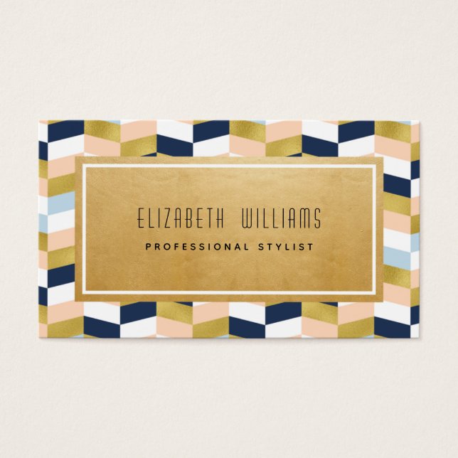 Modern Geometric Stylist Business Cards (Front)