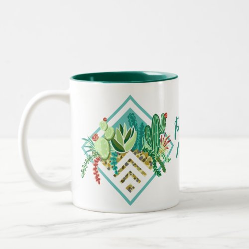 Modern Geometric Succulents and Cactus Plant Mom Two_Tone Coffee Mug