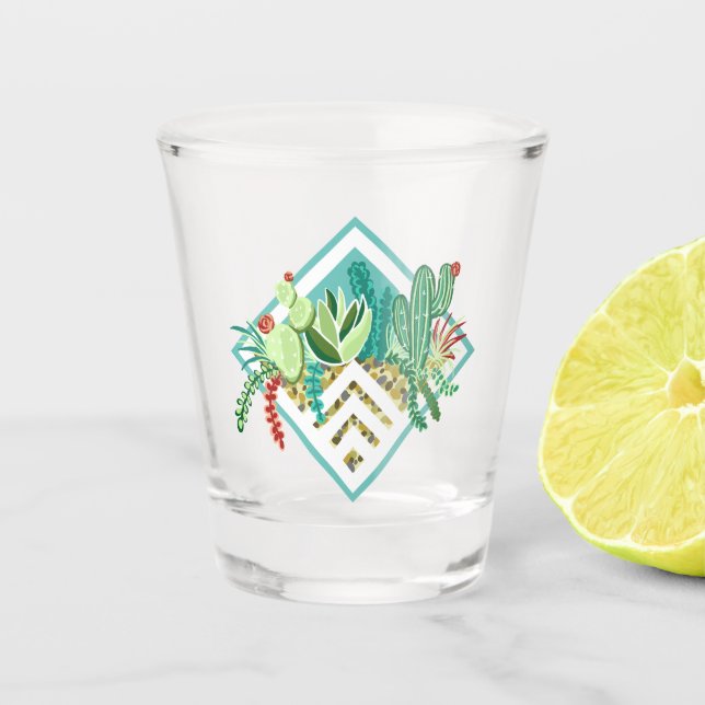 Modern Geometric Succulents & Cactus Terrarium Shot Glass (Front)