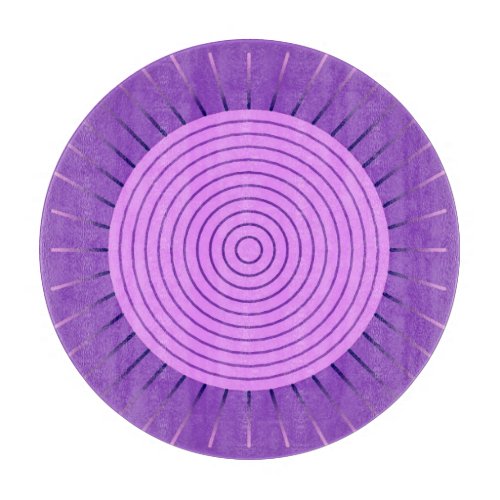 Modern Geometric Sunburst _ Amethyst Purple Cutting Board