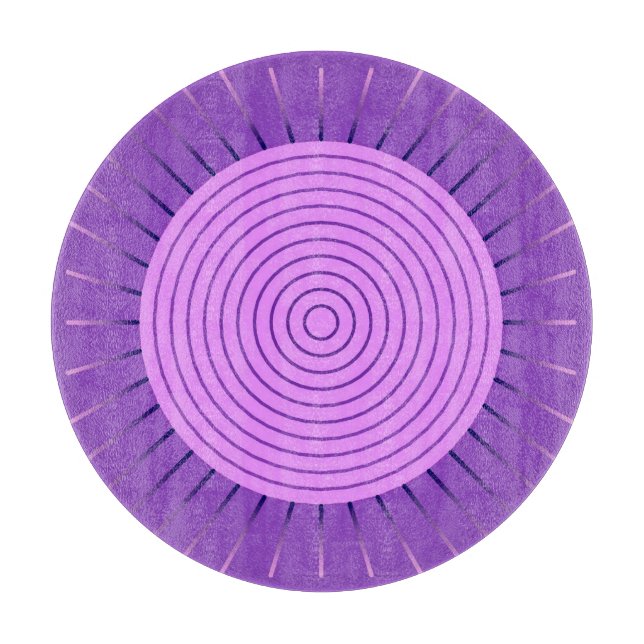 Modern Geometric Sunburst - Amethyst Purple Cutting Board (Front)