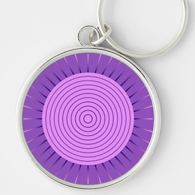 Modern Geometric Sunburst - Amethyst Purple Keychain (Front)