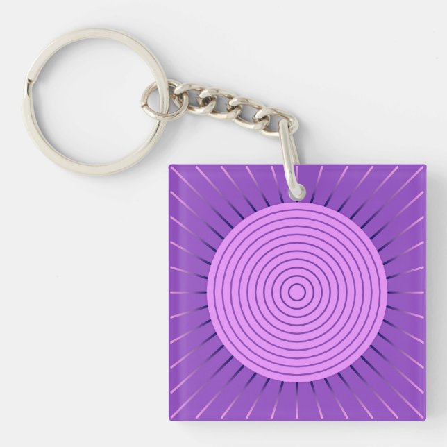 Modern Geometric Sunburst - Amethyst Purple Keychain (Front)
