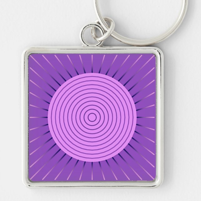 Modern Geometric Sunburst - Amethyst Purple Keychain (Front)