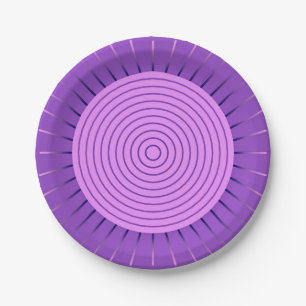 Modern Geometric Sunburst - Amethyst Purple Paper Plates