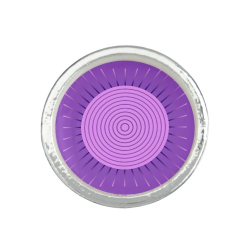 Modern Geometric Sunburst _ Amethyst Purple Ring