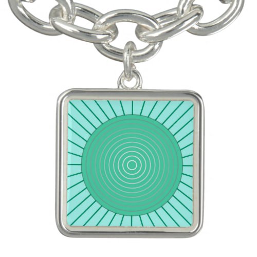 Modern Geometric Sunburst _ Aqua and Seafoam Green Bracelet