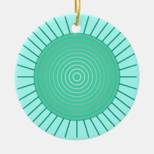 Modern Geometric Sunburst - Aqua and Seafoam Green Ceramic Ornament
