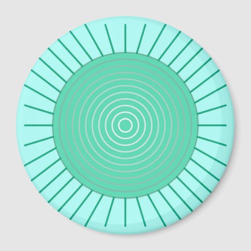 Modern Geometric Sunburst _ Aqua and Seafoam Green Magnet