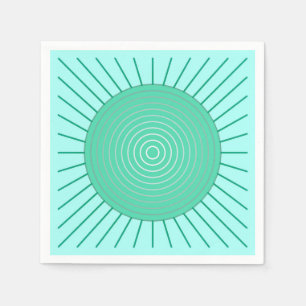 Modern Geometric Sunburst - Aqua and Seafoam Green Napkins