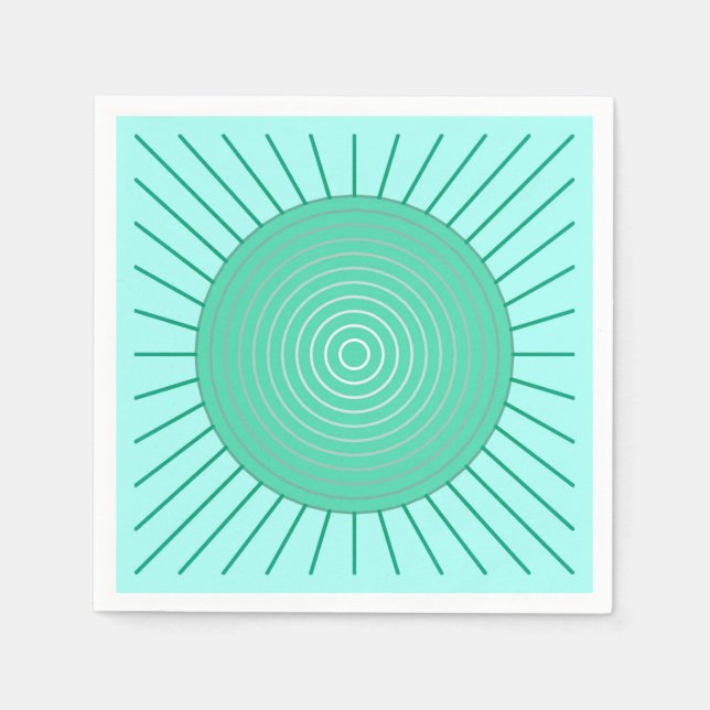 Modern Geometric Sunburst - Aqua and Seafoam Green Napkins (Front)