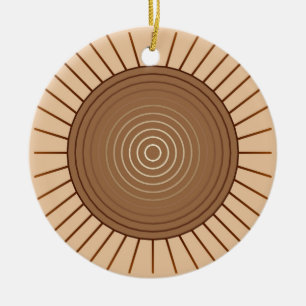 Modern Geometric Sunburst - Brown and Tan Ceramic Ornament