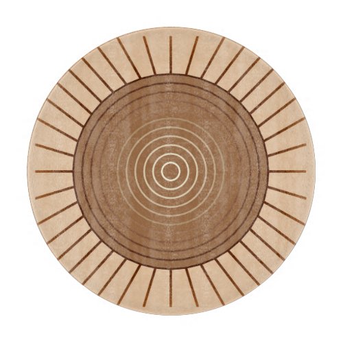 Modern Geometric Sunburst _ Brown and Tan Cutting Board