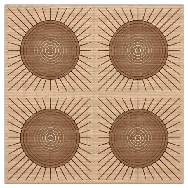 Modern Geometric Sunburst - Brown and Tan Fabric (Swatch)
