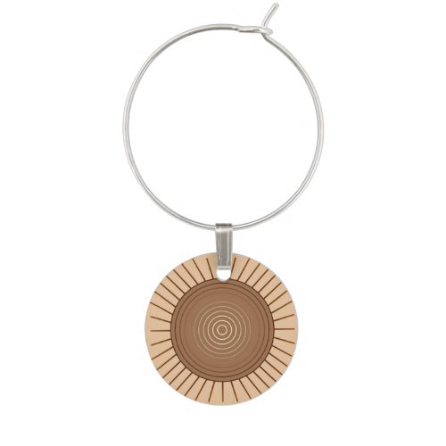 Modern Geometric Sunburst _ Brown and Tan Wine Charm