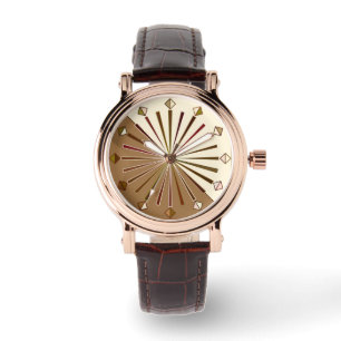 Modern Geometric Sunburst, Brown, Taupe and Beige Watch