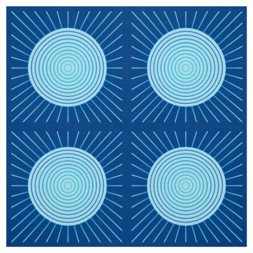 Modern Geometric Sunburst - Cobalt Blue and Aqua Fabric