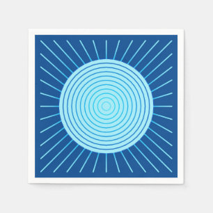 Modern Geometric Sunburst - Cobalt Blue and Aqua Paper Napkins