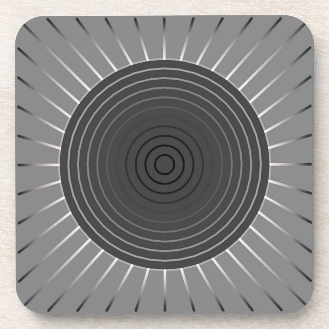 Modern Geometric Sunburst - Dark Hematite Gray Drink Coaster (Front)