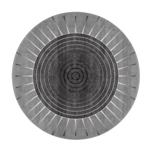 Modern Geometric Sunburst _ Dark Hematite Grey Cutting Board