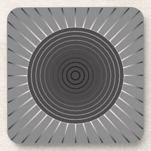 Modern Geometric Sunburst - Dark Hematite Grey Drink Coaster