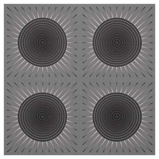Modern Geometric Sunburst - Dark Hematite Grey Fabric