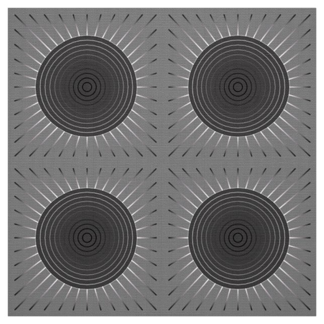 Modern Geometric Sunburst - Dark Hematite Grey Fabric (Swatch)