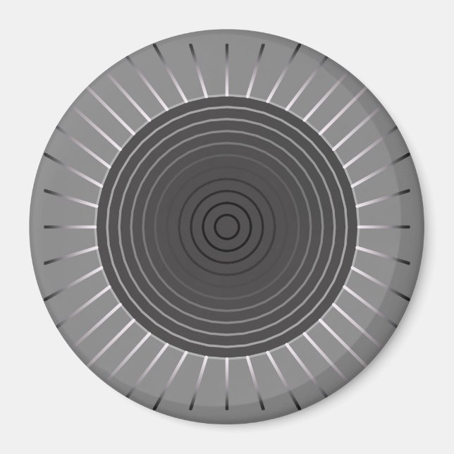 Modern Geometric Sunburst - Dark Hematite Grey Magnet (Front)