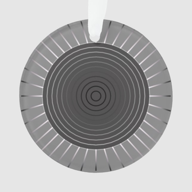 Modern Geometric Sunburst - Dark Hematite Grey Ornament (Front)