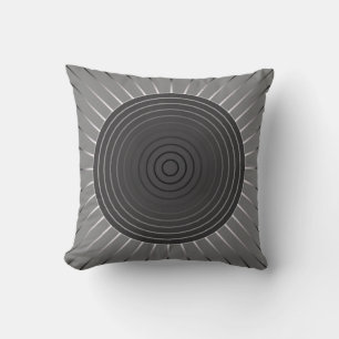 Modern Geometric Sunburst - Dark Hematite Grey Throw Pillow
