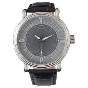 Modern Geometric Sunburst - Dark Hematite Grey Watch