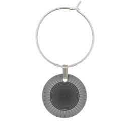 Modern Geometric Sunburst - Dark Hematite Grey Wine Glass Charm