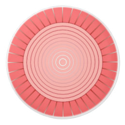 Modern Geometric Sunburst - Deep Coral Pink Ceramic Knob