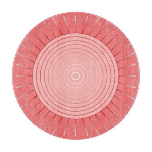 Modern Geometric Sunburst _ Deep Coral Pink Cutting Board