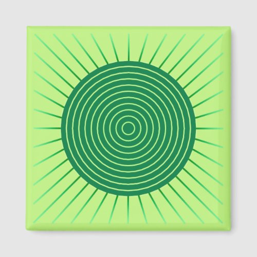 Modern Geometric Sunburst _ Emerald Green and Lime Magnet